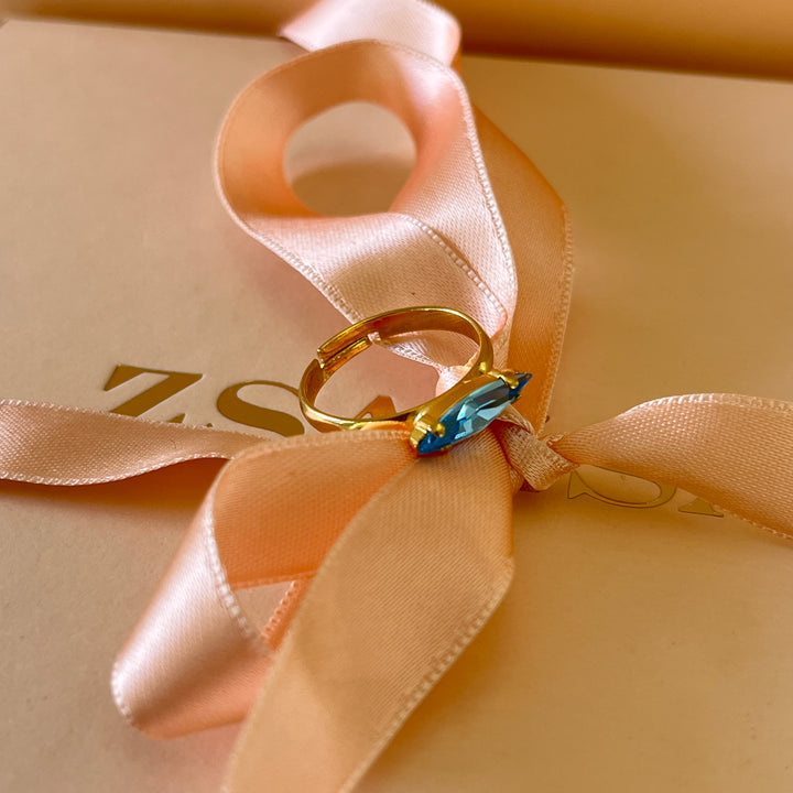 Turquoise marquise Swarovski crystal ring