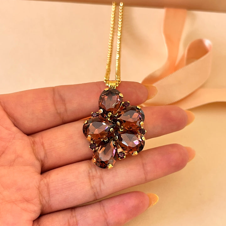 Purple teardrop preciosa crystals set