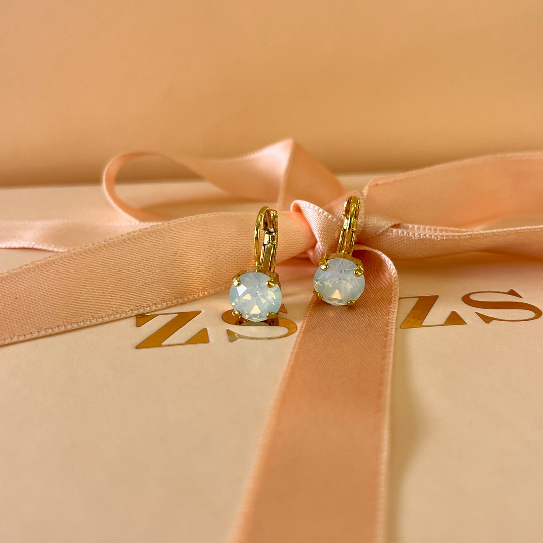 White Swarovski crystals hooks