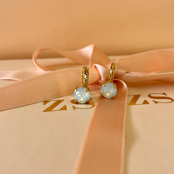 White Swarovski crystals hooks