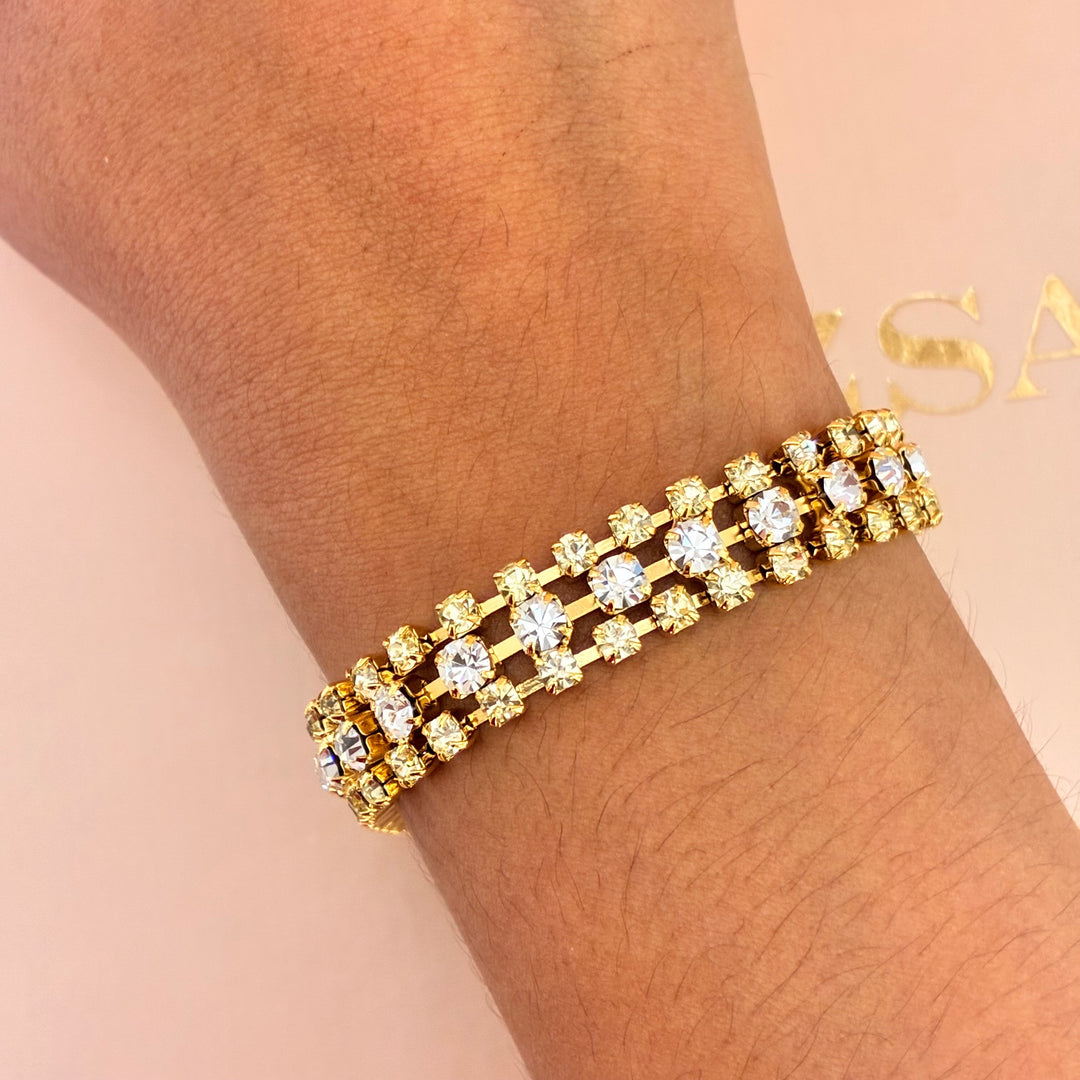 Mint Swarovski crystals gold plated bracelet