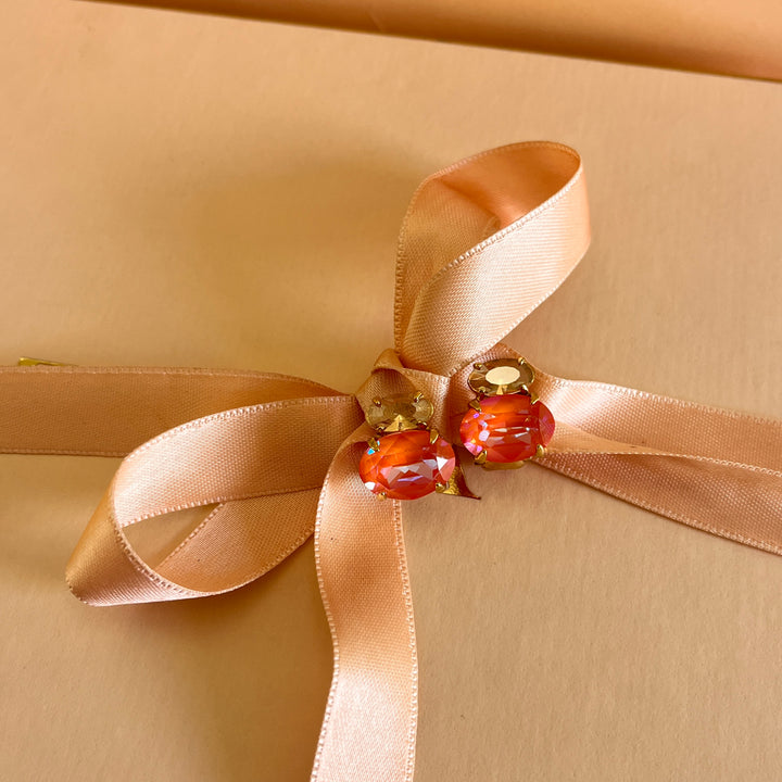 Coral and champagne Swarovski Crystals earrings