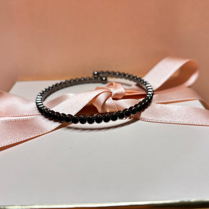 Dainty black rhinestone bangle