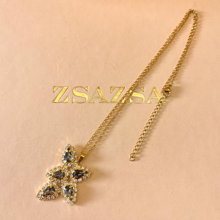 Grey teardrop preciosa crystal set