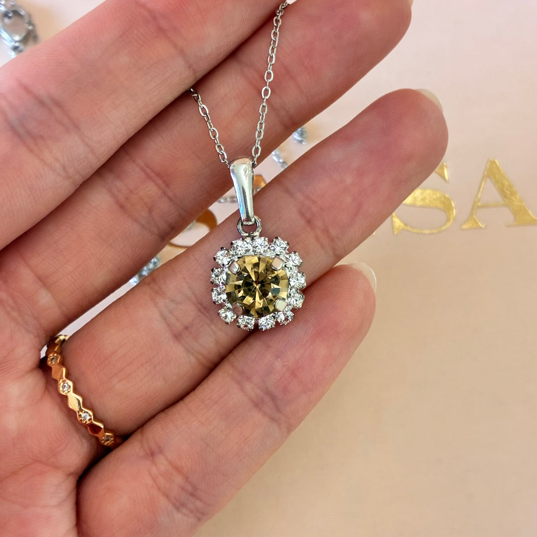 Dainty Bronze Preciosa crystals silver set