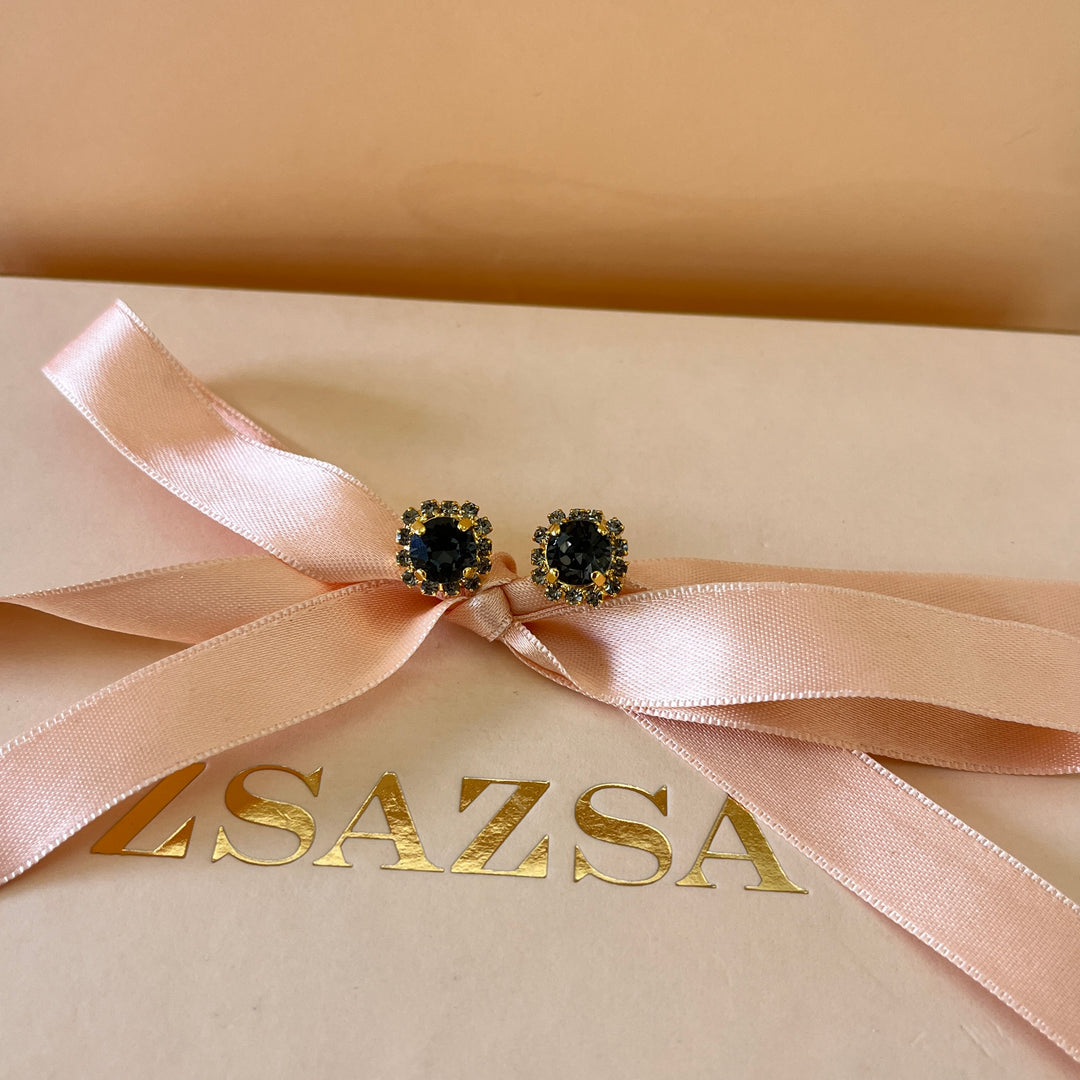 Grey flower preciosa crystals studs