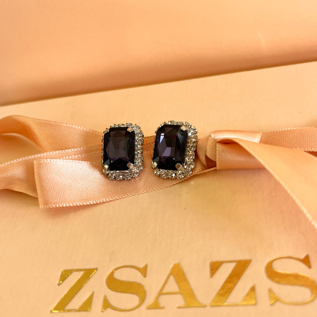 Purple rectangular Preciosa crystals set