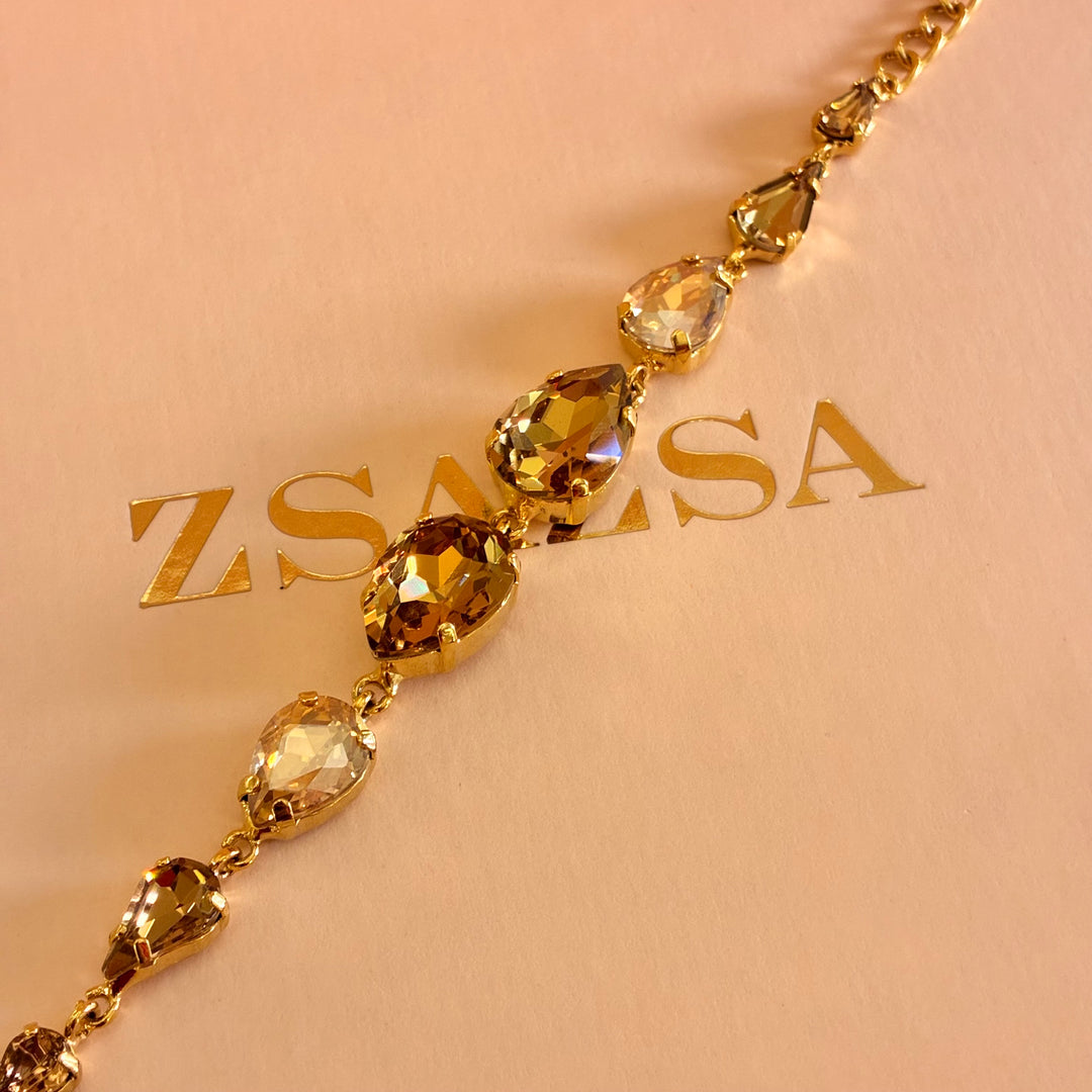 Teardrops champagne and bronze Preciosa crystals bracelet