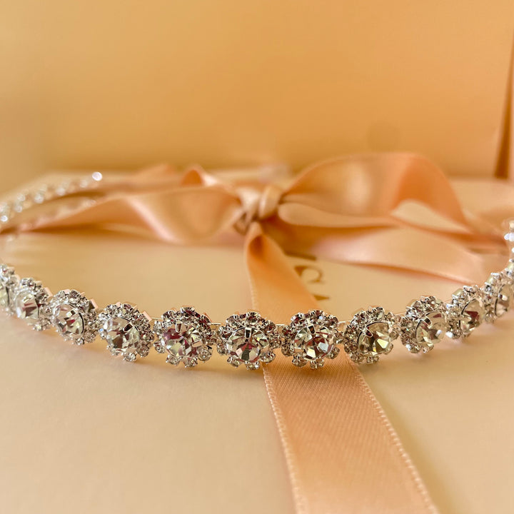 Delicate silver flowers headband