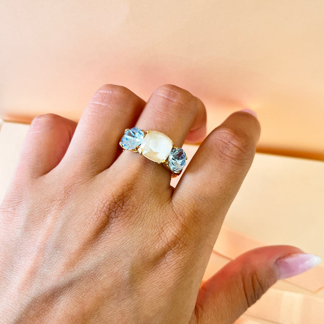 Light blue Swarovski crystals ring