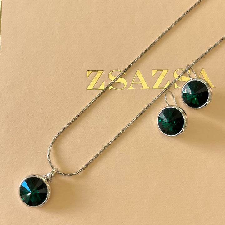Green Swarovski crystals set