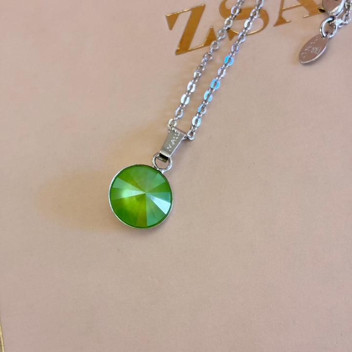 Green Swarovski crystals silver set