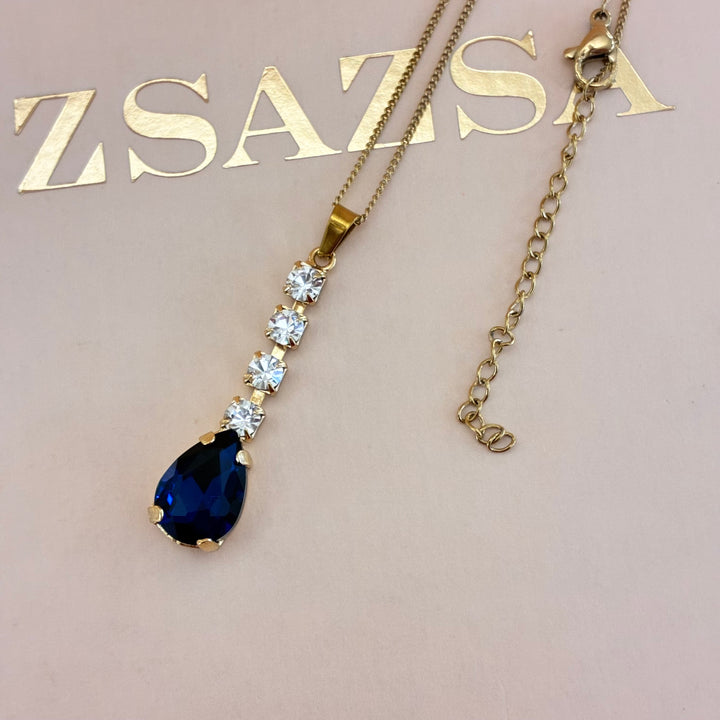 Navy blue teardrop Preciosa crystals set