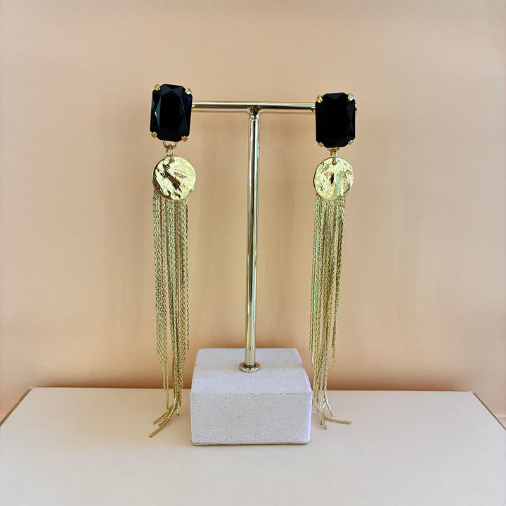 Statement black Swarovski crystals earrings