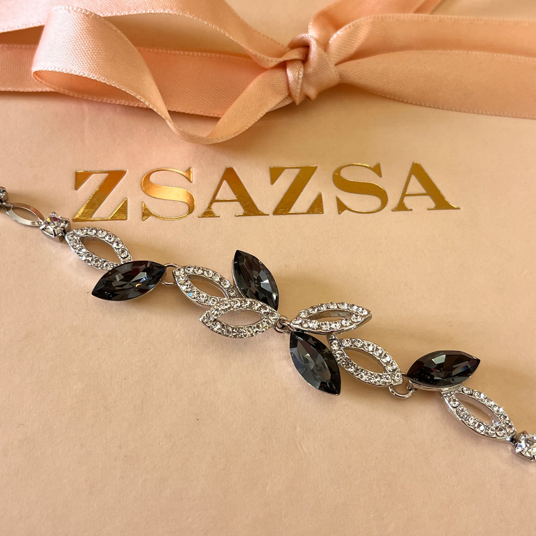 Grey marquise Swarovski crystals studs and bracelet