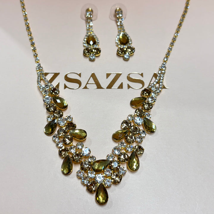 Brown and bronze rhinestone chunky set