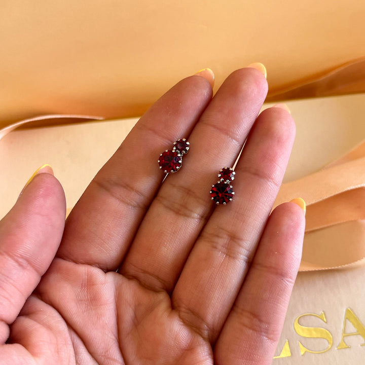 Dark red Swarovski Crystals studs