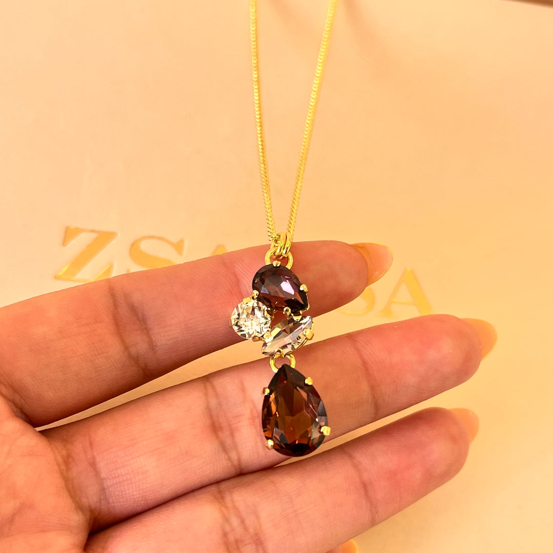 Purple teardrop Swarovski crystals set