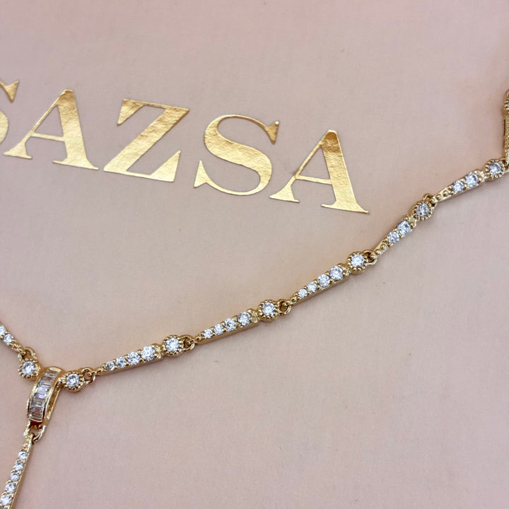 Navy blue zircone gold plated set