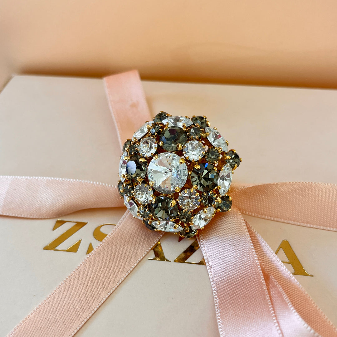 Statement grey preciosa crystals ring
