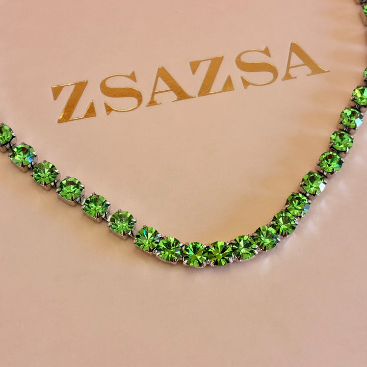 Green Preciosa crystals silver set