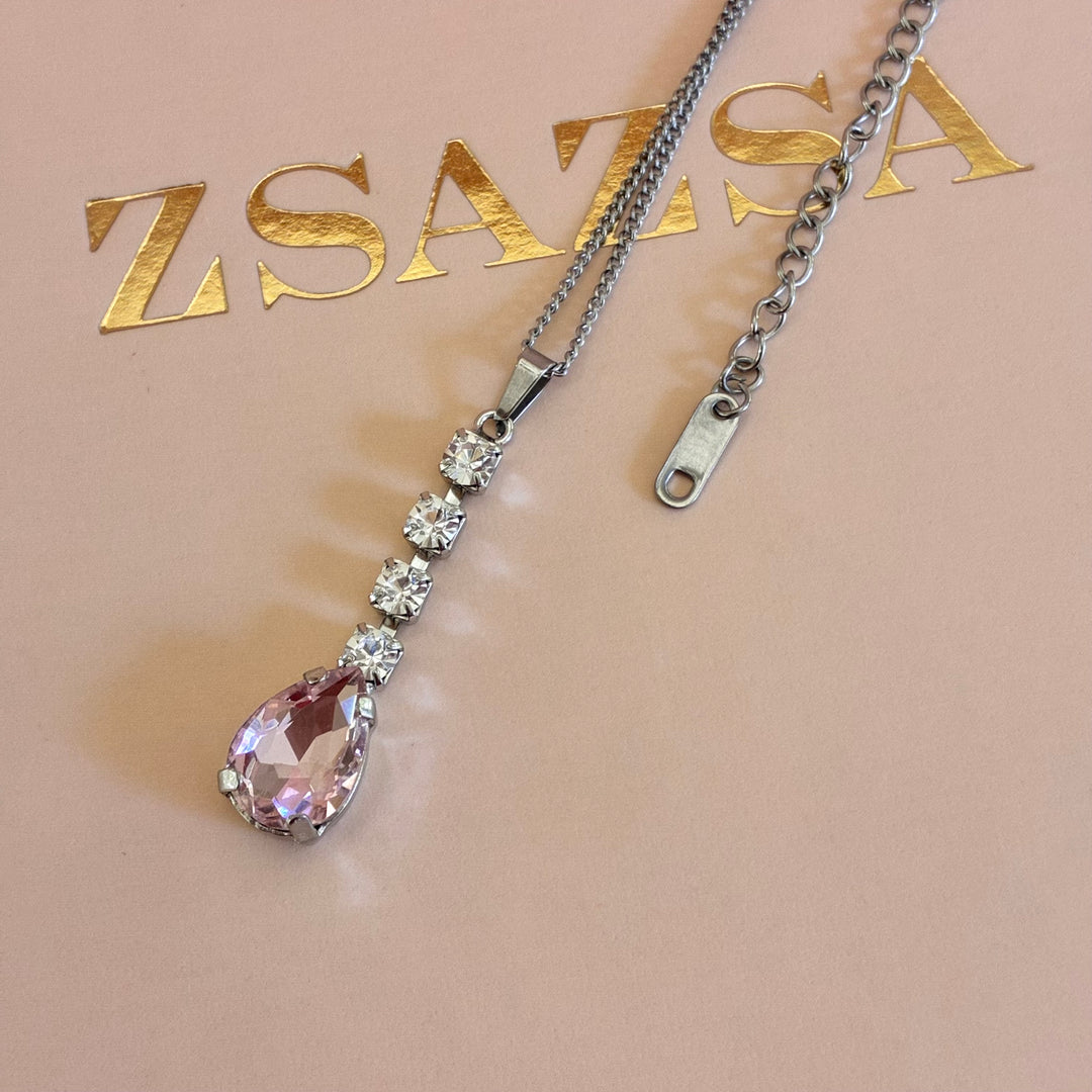 Light pink Swarovski crystals silver set