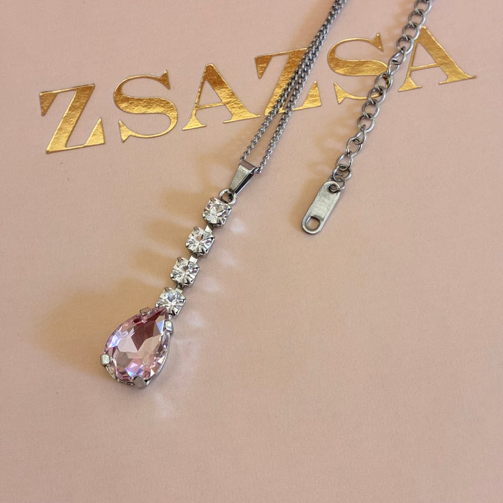Light pink Swarovski crystals silver set