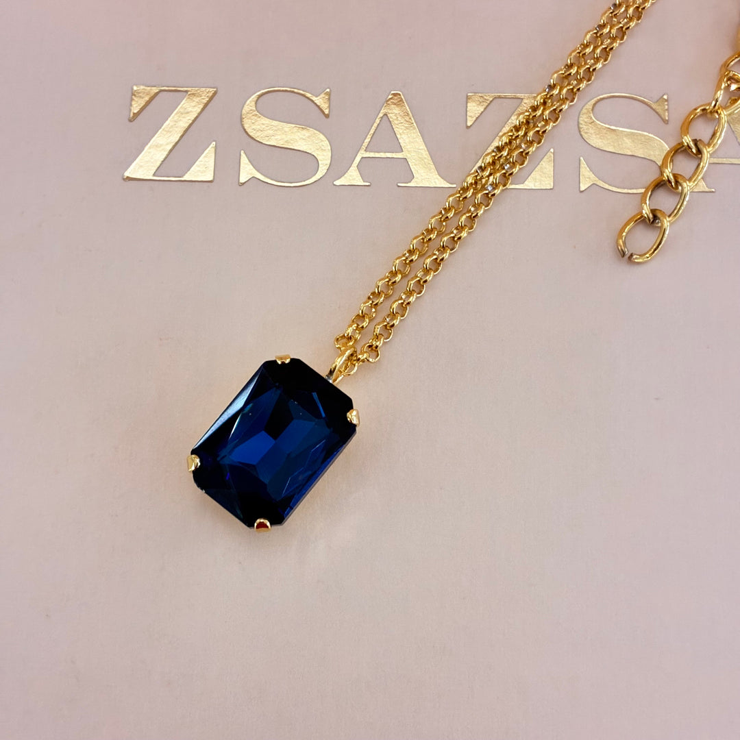 Navy blue rectangular Preciosa crystals set