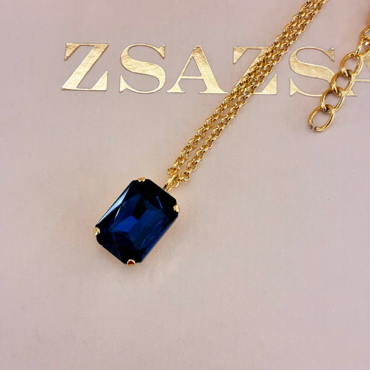 Navy blue rectangular Preciosa crystals set