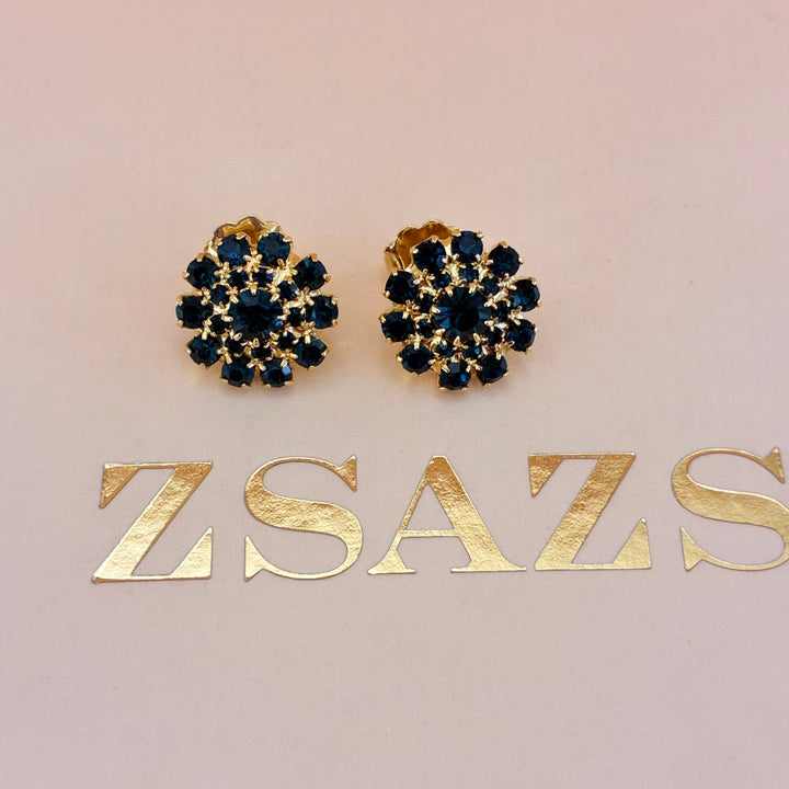 Navy blue flower gold plated set
