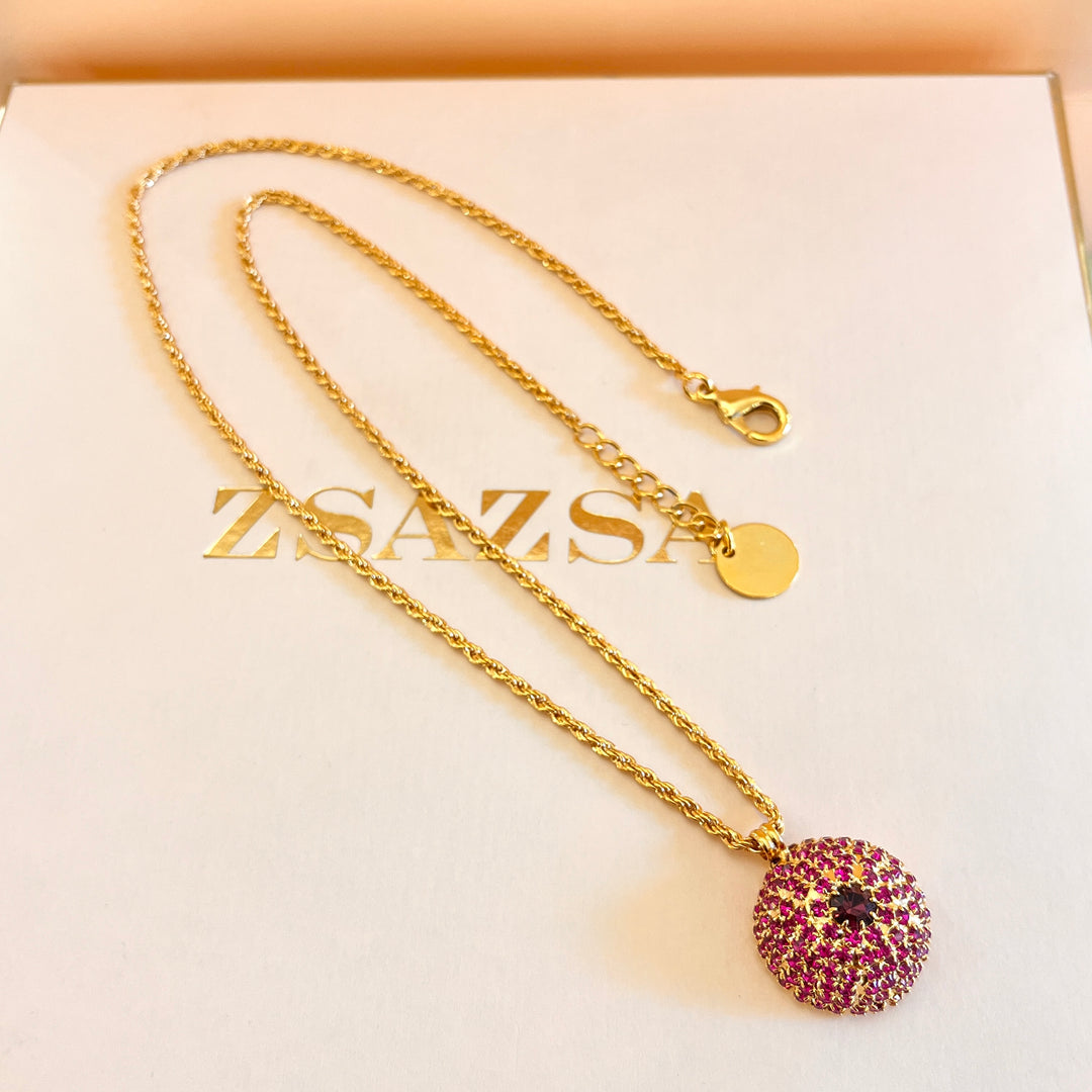 Fuchsia Swarovski crystals pendant