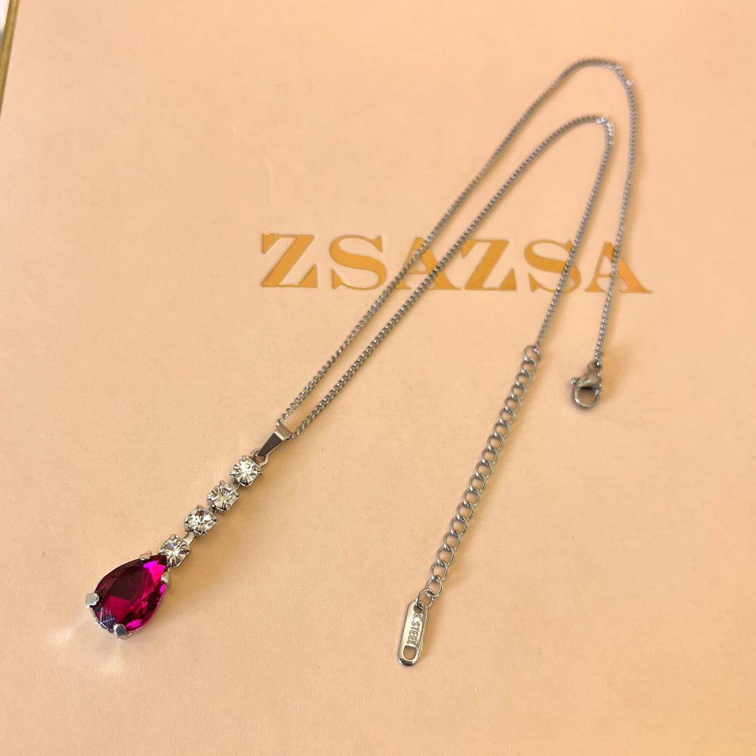 Fuchsia teardrop Preciosa crystals set