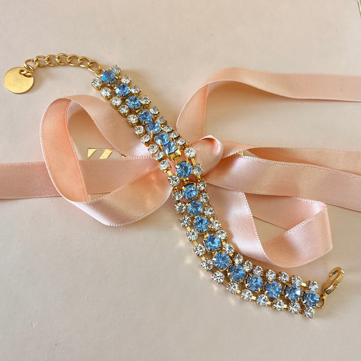 Light blue Preciosa crystals 3 rows bracelet