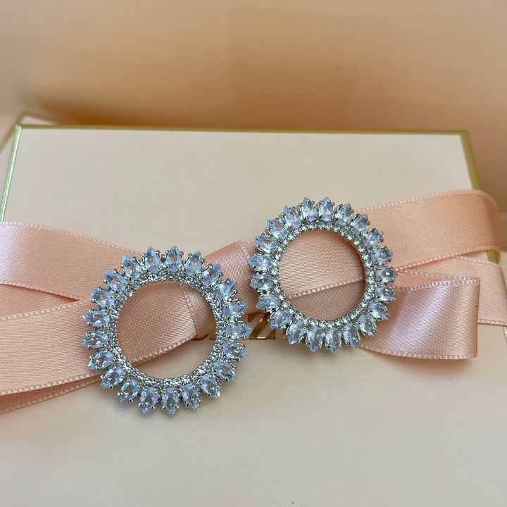 Round zircone marquise earrings