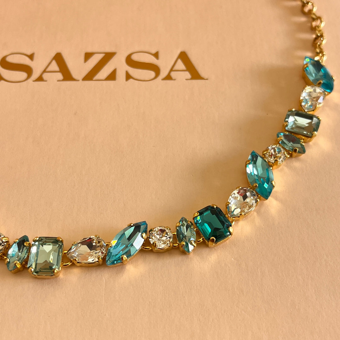 Mint, turquoise and verdemar Swarovski crystals set