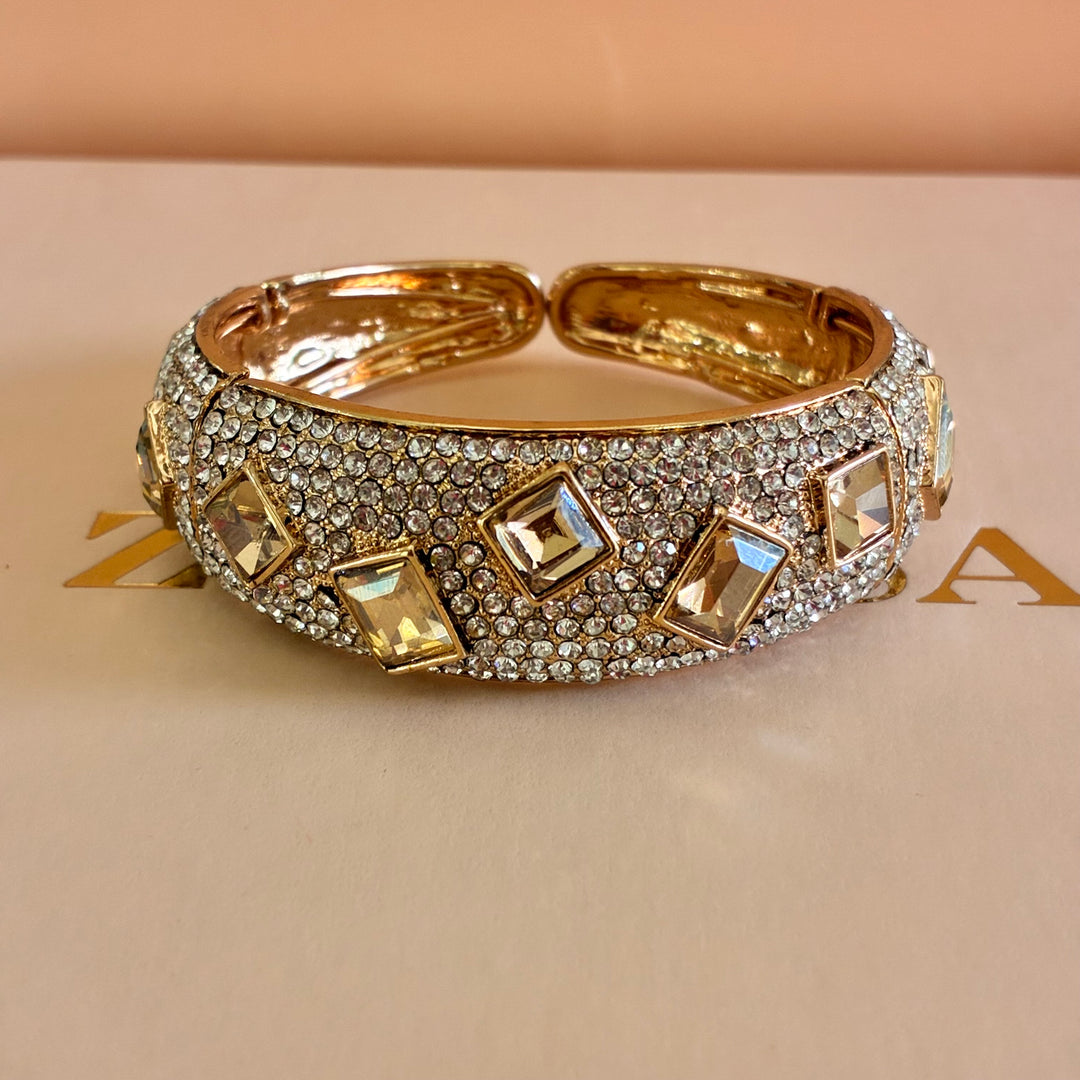 Champagne squares Swarovski crystals bangle