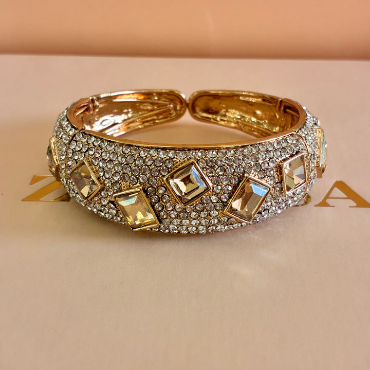 Champagne squares Swarovski crystals bangle