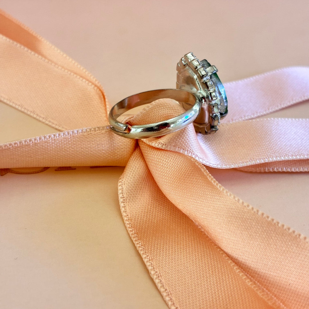 Teardrop green Preciosa crystals silver set