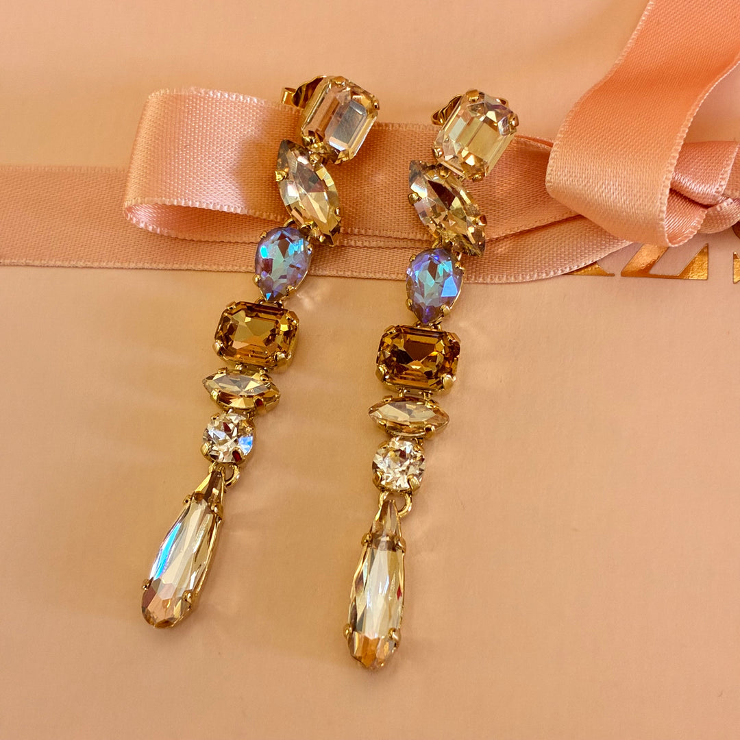 Champagne multistone long earrings