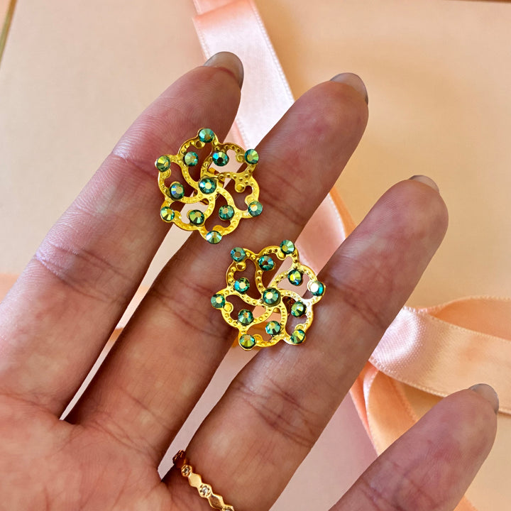 Handmade green gold plated set