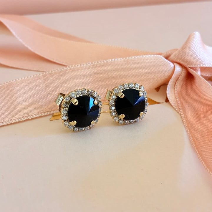 Black Swarovski crystals studs