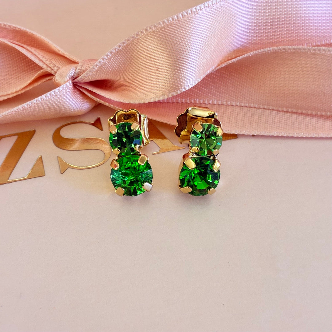 Green Preciosa crystals gold plated set