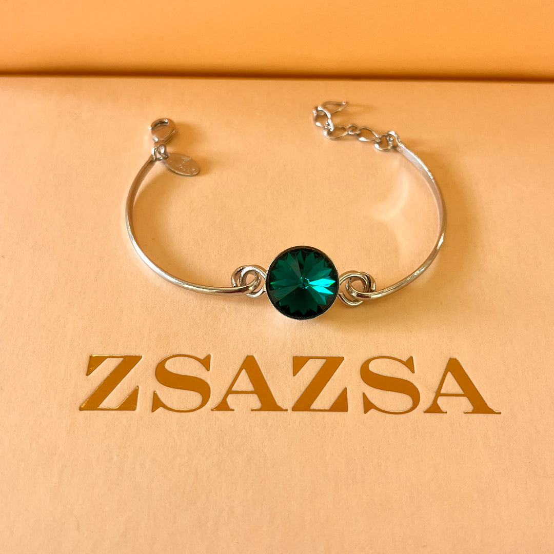 Dark green Swarovski crystals set