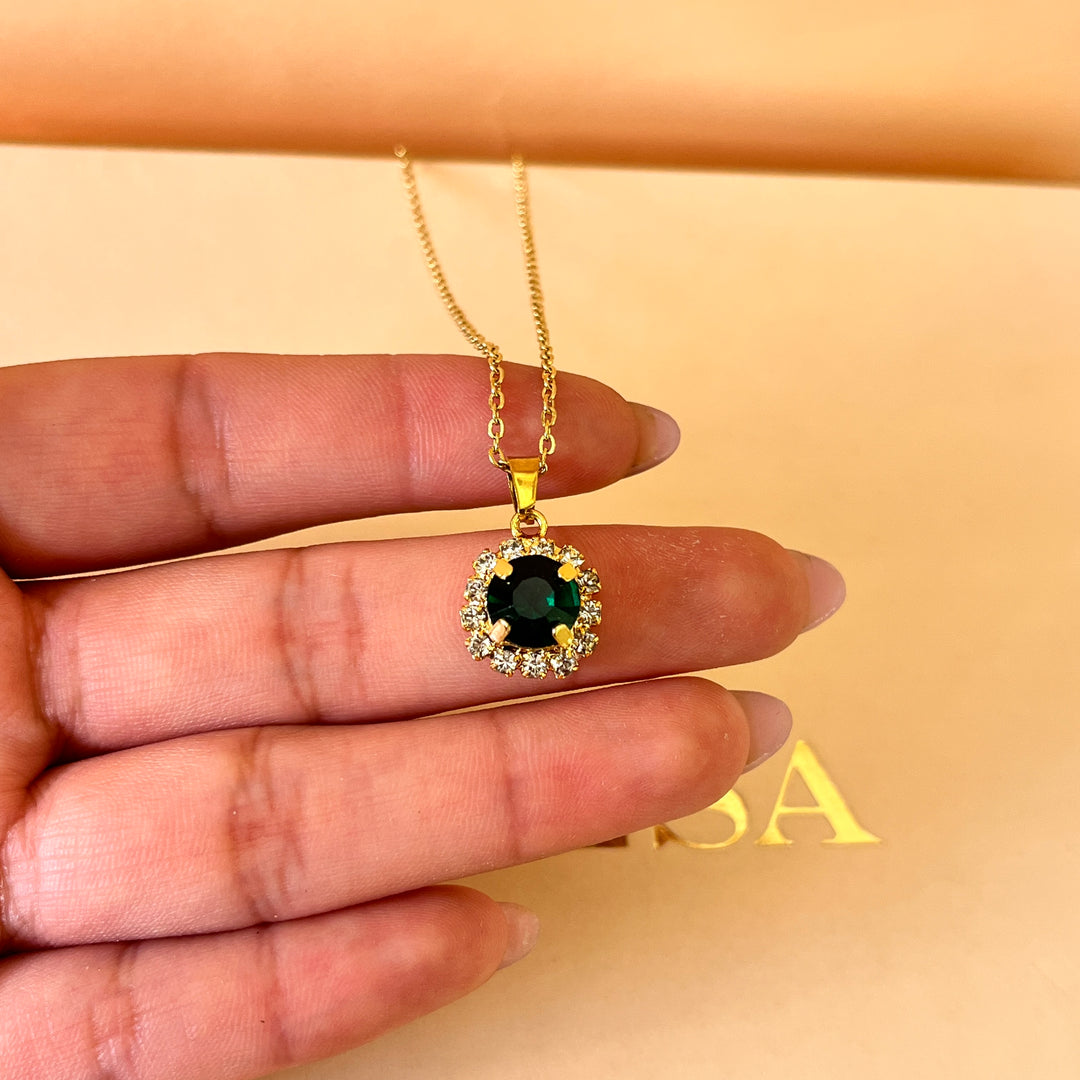 Dark green Preciosa crystals pendant