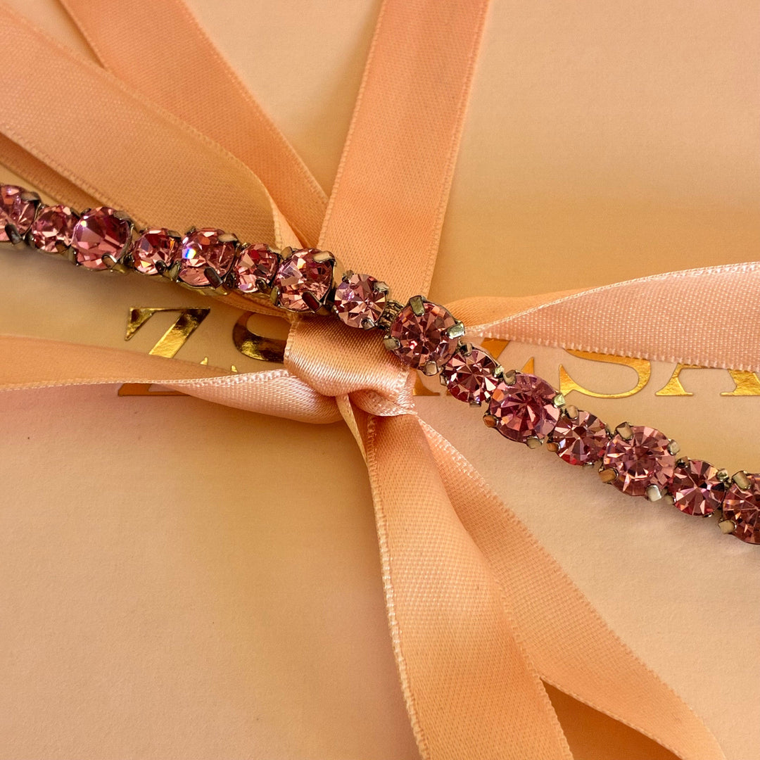 Pink Swarovski crystals silver bracelet