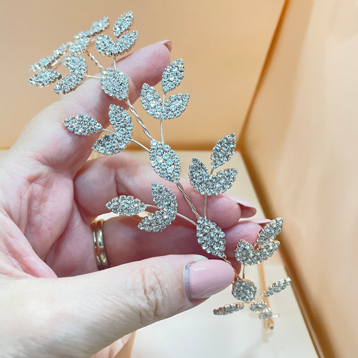 Rose gold leaves rhinestone headpiece