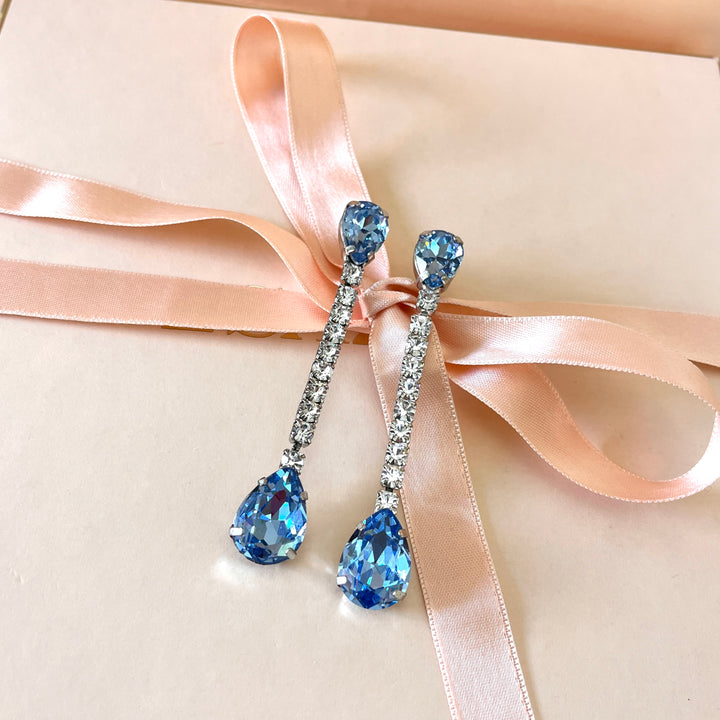 Light blue Swarovski crystals earrings