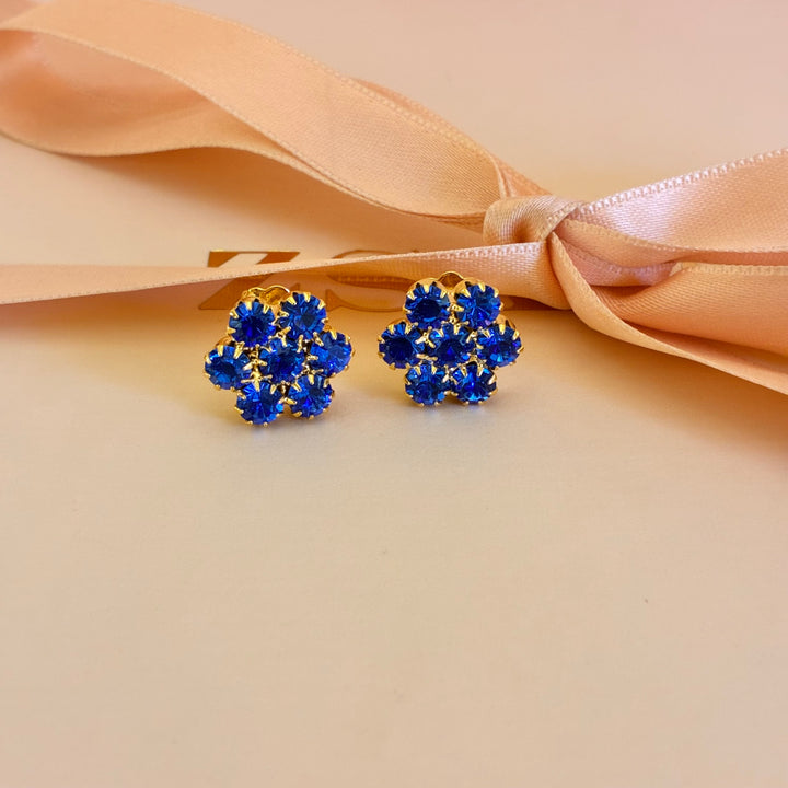 Royal blue Preciosa crystals gold plated flower set