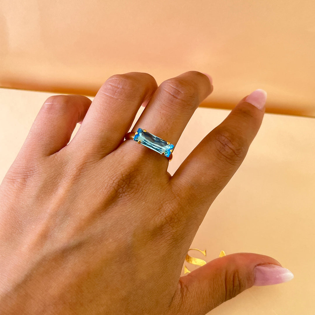 Turquoise Swarovski crystal ring