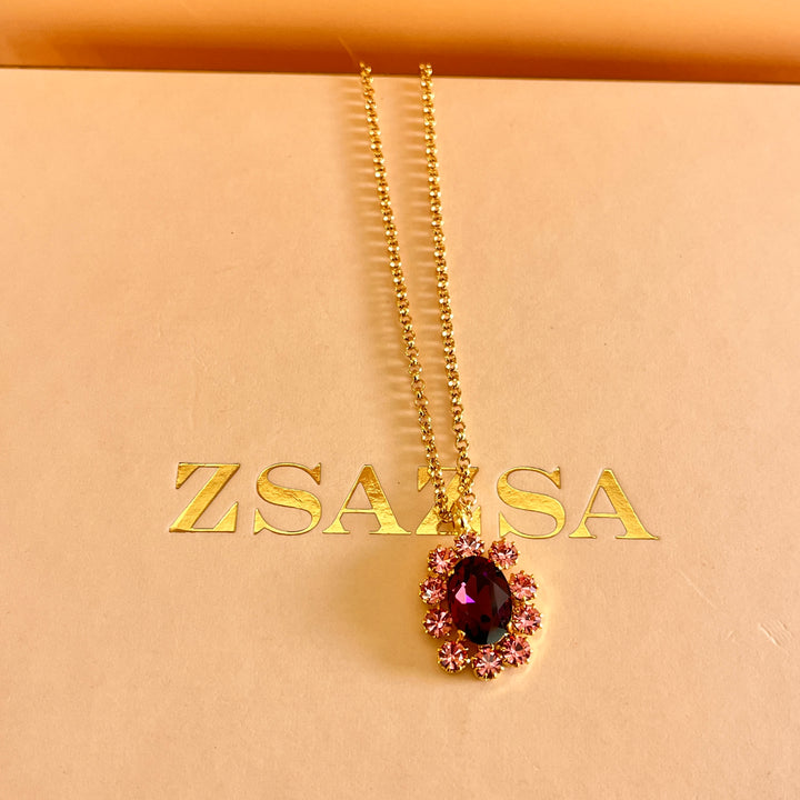 Purple and light pink preciosa crystals set